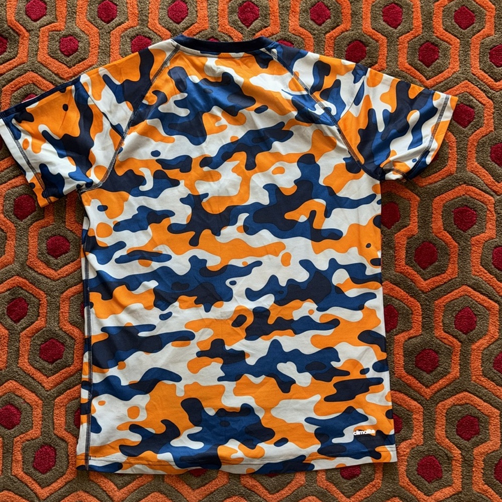 Adidas Orange and Blue Camouflage Tee Shirt Men's Medium Camo - Picture 5 of 6
